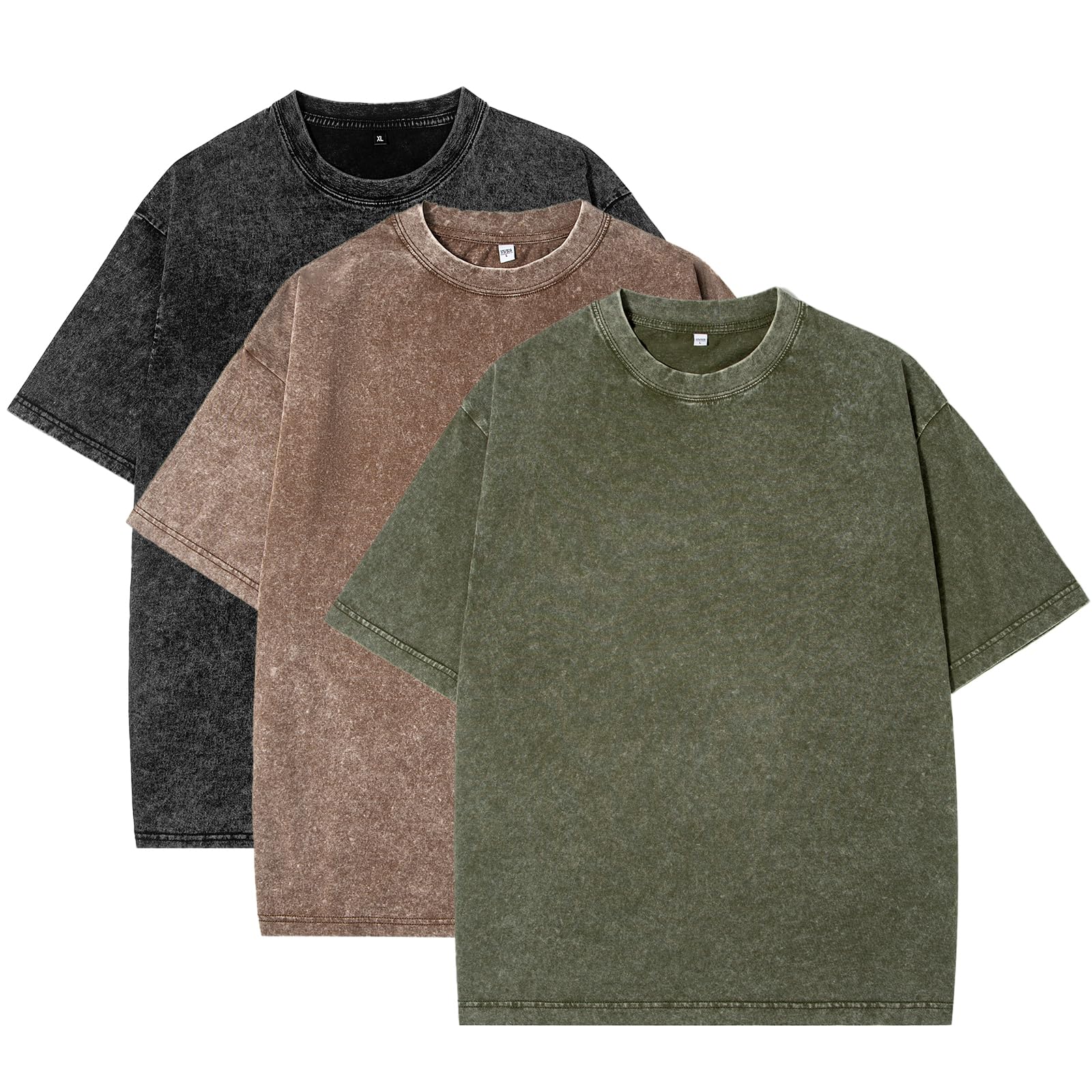 Men's Casual Oversized Heavyweight Drop Shoulder Garment Dye T-Shirt Tee Short Sleeve