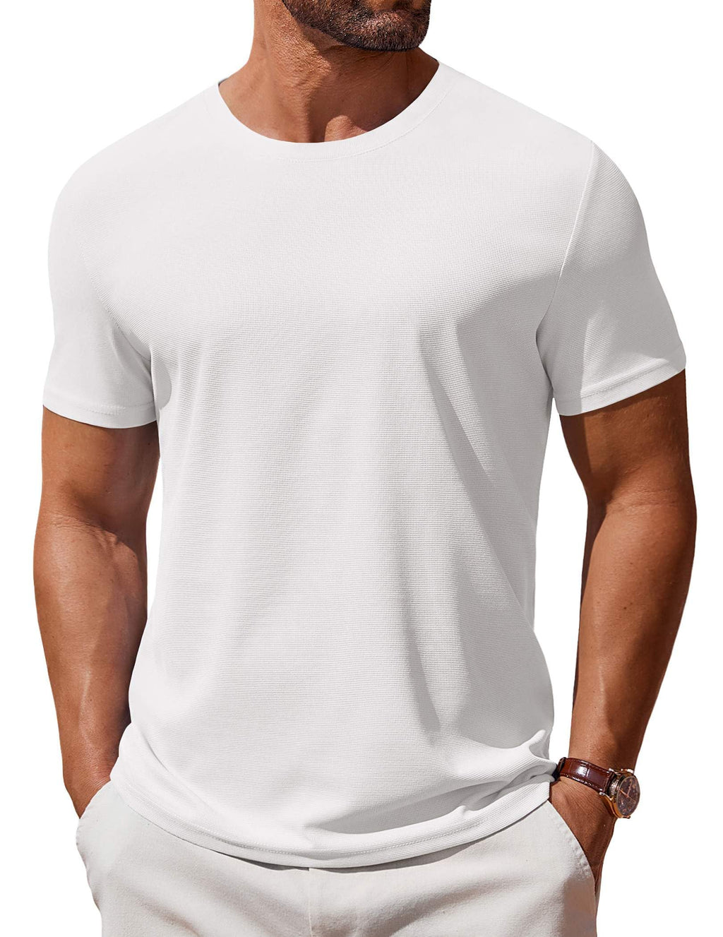 COOFANDY Men's T Shirt Short Sleeve Cotton Blend T-Shirts Crew Neck Casual Summer Basic Tee Shirts