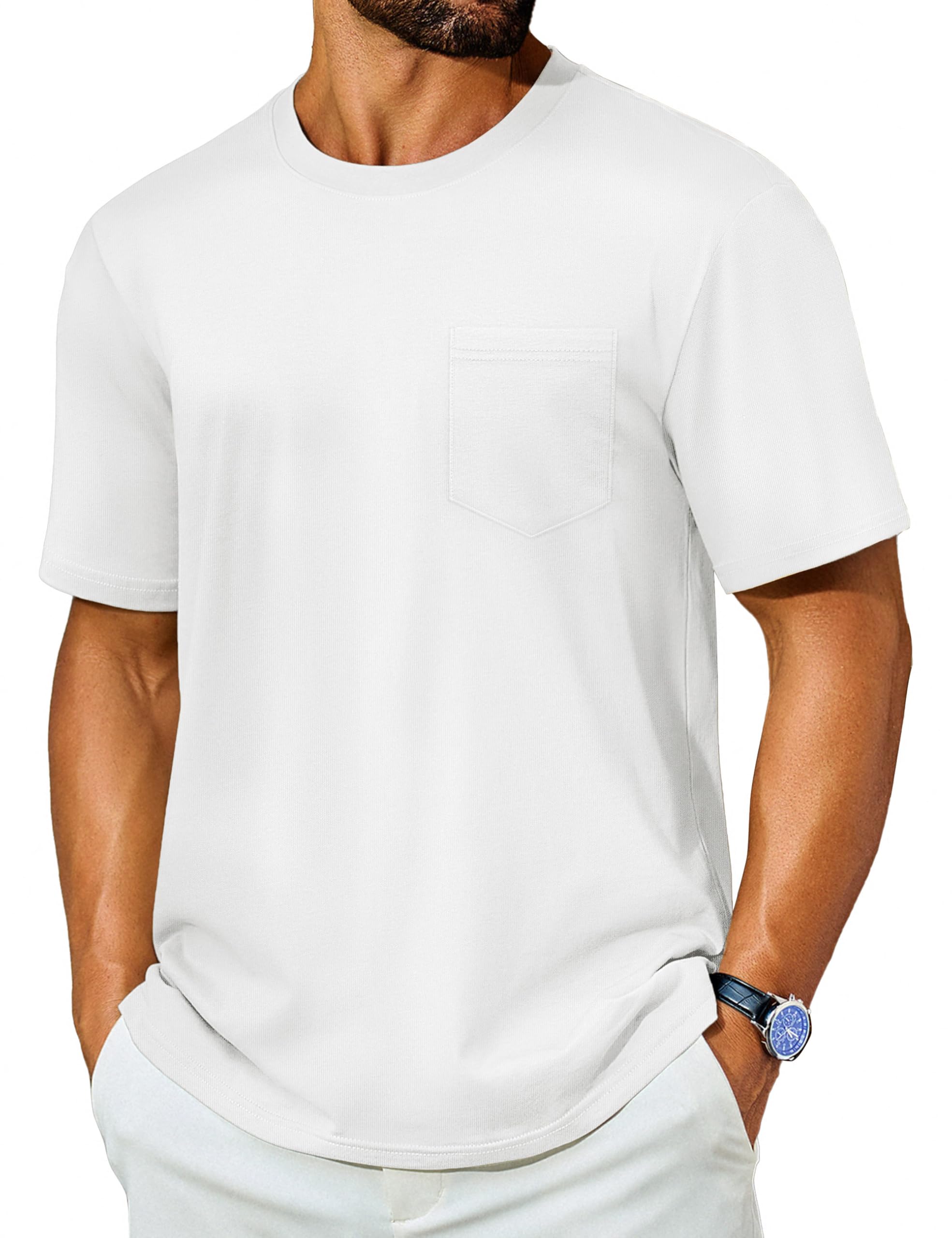 TACVASEN Men's Pocket T-Shirt UPF 80+ Short Sleeve Soft Crew Neck Lightweight Tee Summer Casual Basic Plain Tshirts