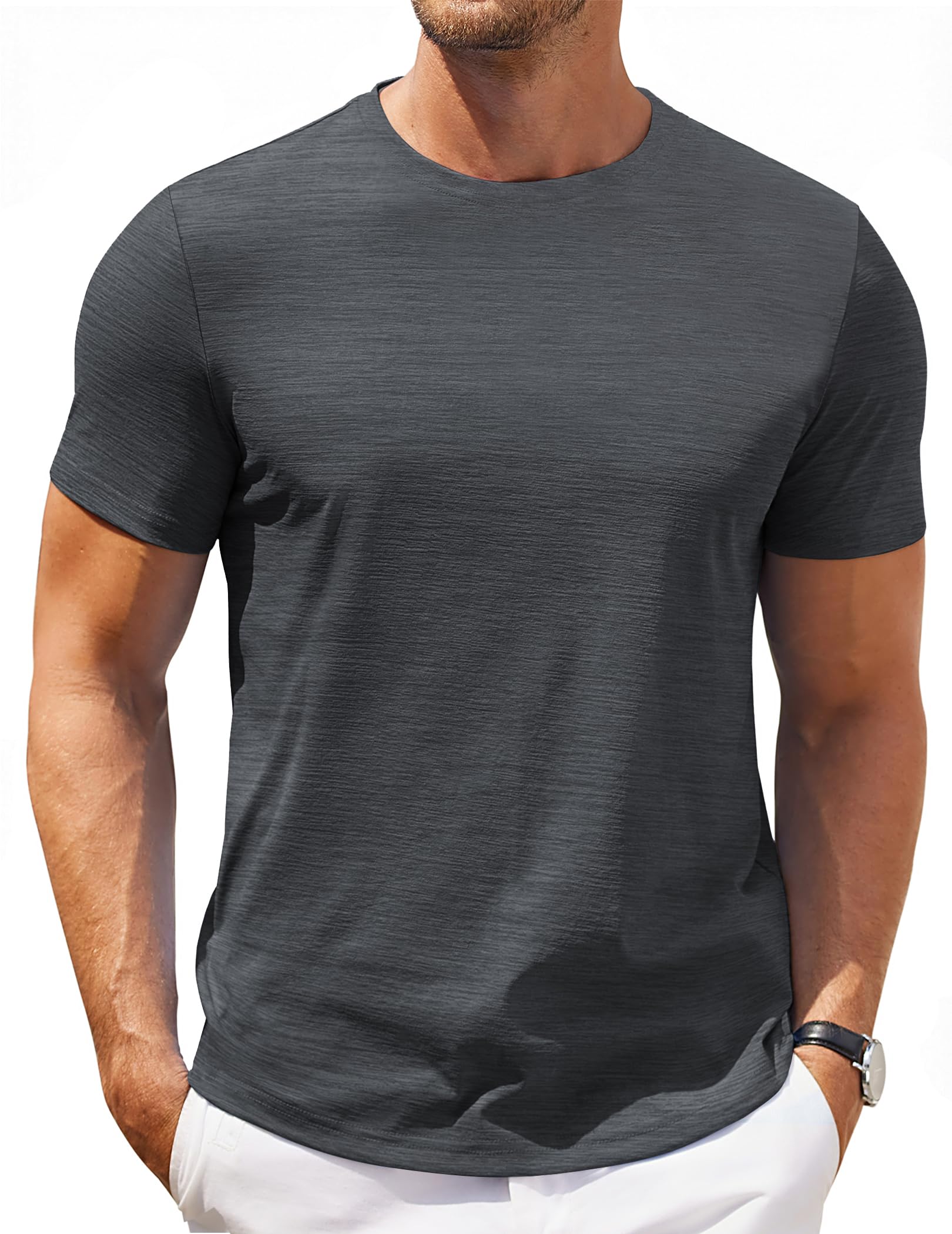COOFANDY Men's T Shirt Short Sleeve Cotton Blend T-Shirts Crew Neck Casual Summer Basic Tee Shirts