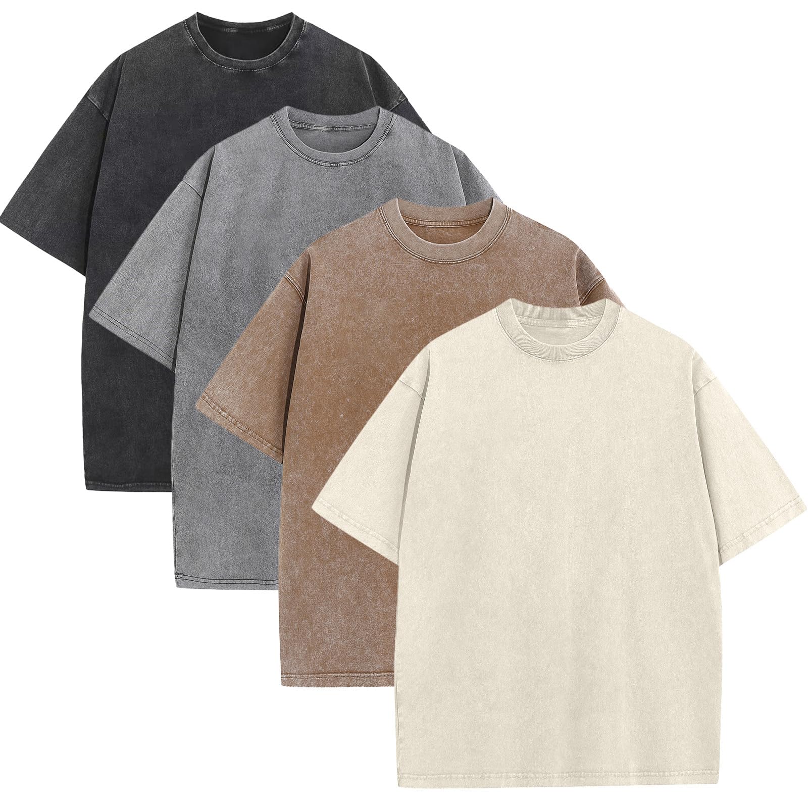 Men's Casual Oversized Heavyweight Drop Shoulder Garment Dye T-Shirt Tee Short Sleeve