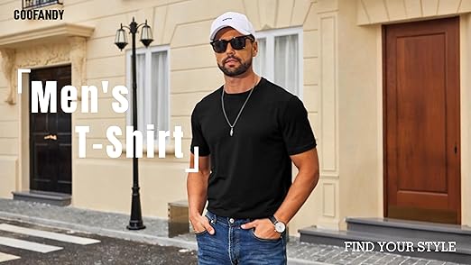 COOFANDY Men's T Shirt Short Sleeve Cotton Blend T-Shirts Crew Neck Casual Summer Basic Tee Shirts
