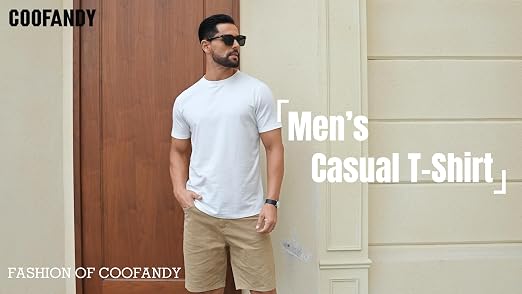 COOFANDY Men's T Shirt Short Sleeve Cotton Blend T-Shirts Crew Neck Casual Summer Basic Tee Shirts