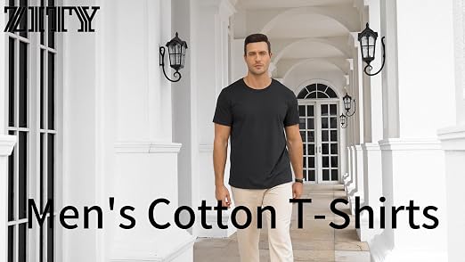 ZITY 3 Pack Men's T-Shirts Cotton Crew Neck Basic Tee Short Sleeve Soft Casual Shirts Summer Tops