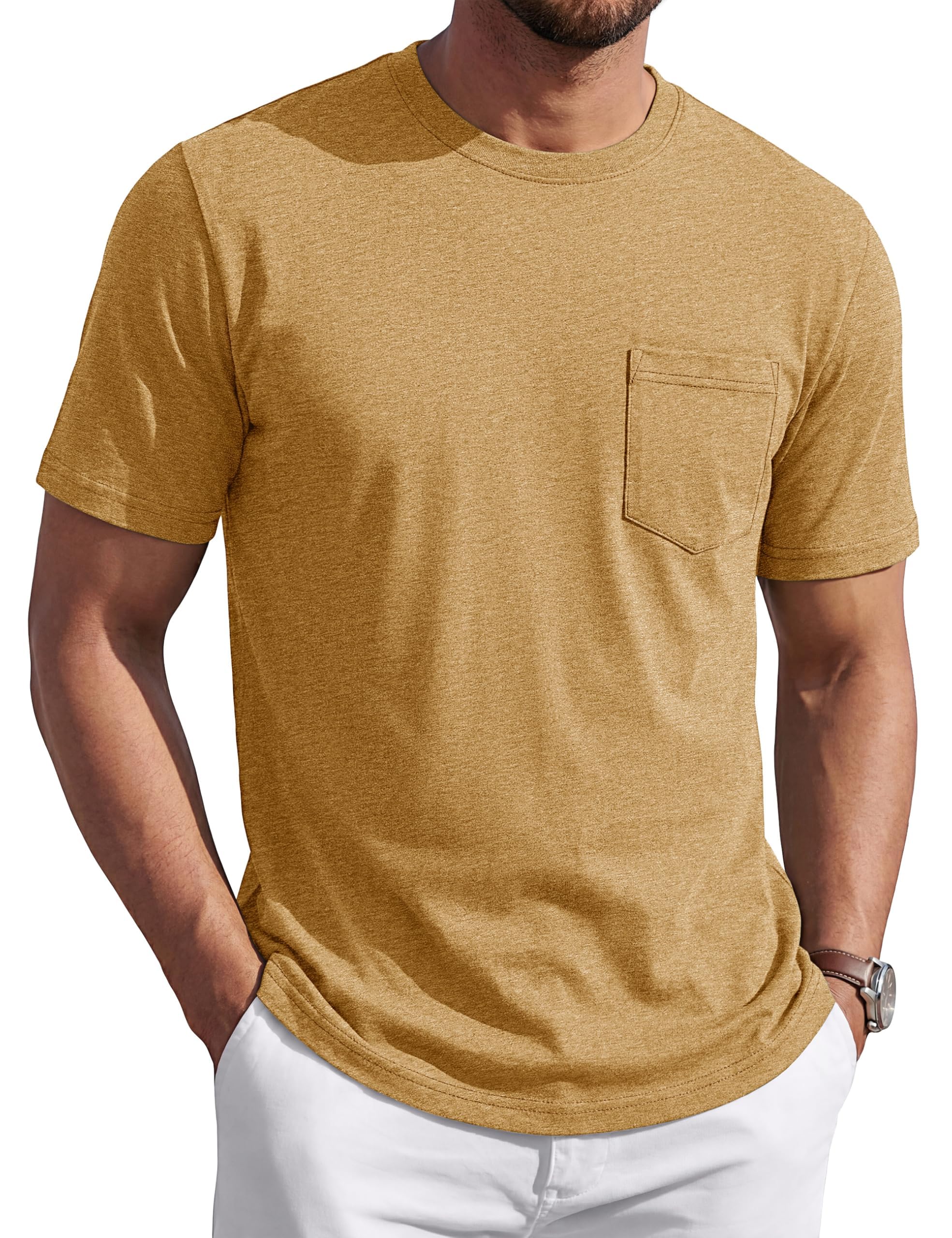 TACVASEN Men's Pocket T-Shirt UPF 80+ Short Sleeve Soft Crew Neck Lightweight Tee Summer Casual Basic Plain Tshirts
